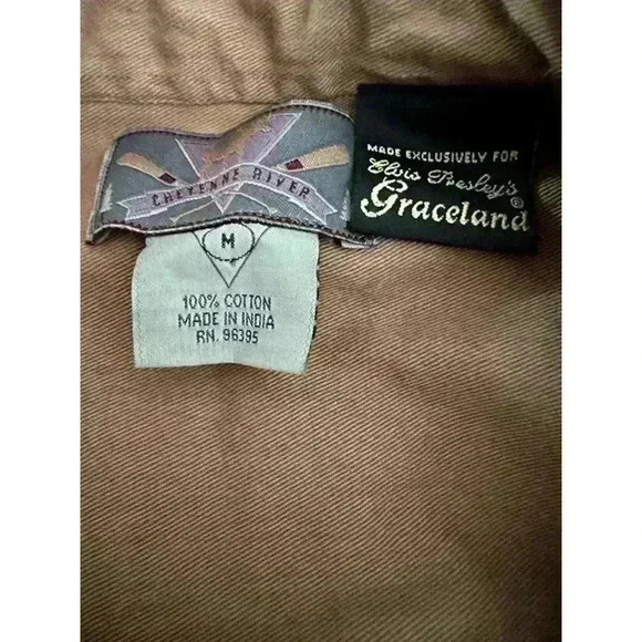 Rare VTG Elvis USA Elvis Presley Exclusively Graceland Shirt Button Military Med - Picture 4 of 7